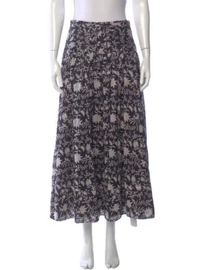 Pre-owned Ulla Johnson Floral Print Midi Length Skirt In Black