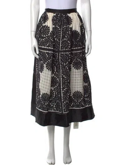 Pre-owned Ulla Johnson Floral Print Midi Length Skirt In Black