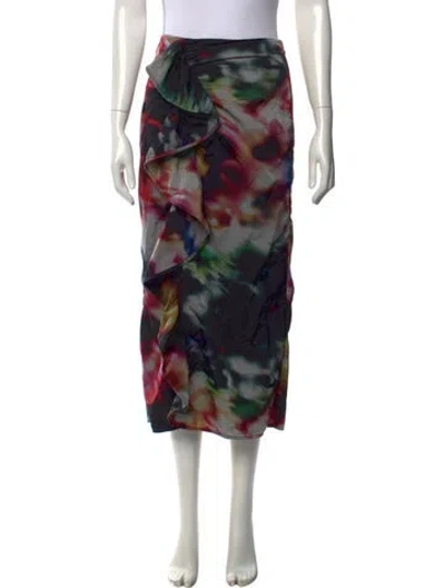 Pre-owned Ulla Johnson Floral Print Midi Length Skirt In Black