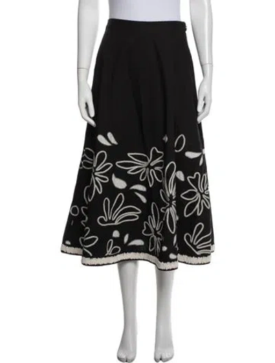 Pre-owned Ulla Johnson Floral Print Midi Length Skirt In Black/blue