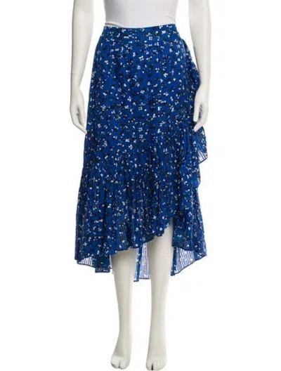 Pre-owned Ulla Johnson Floral Print Midi Length Skirt In Blue