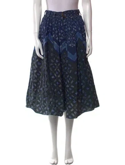 Pre-owned Ulla Johnson Floral Print Midi Length Skirt In Blue