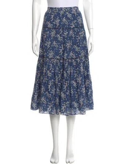Pre-owned Ulla Johnson Floral Print Midi Length Skirt In Blue