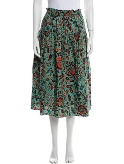 Pre-owned Ulla Johnson Floral Print Midi Length Skirt In Blue