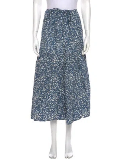 Pre-owned Ulla Johnson Floral Print Midi Length Skirt In Blue
