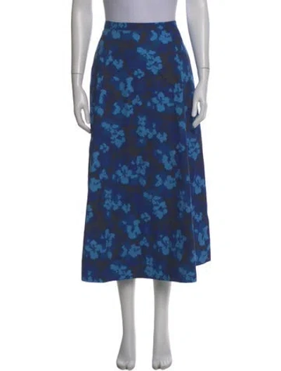Pre-owned Ulla Johnson Floral Print Midi Length Skirt In Blue