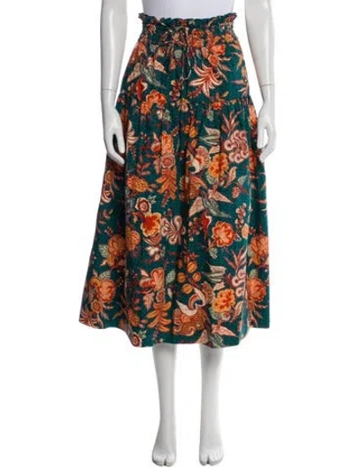 Pre-owned Ulla Johnson Floral Print Midi Length Skirt In Blue