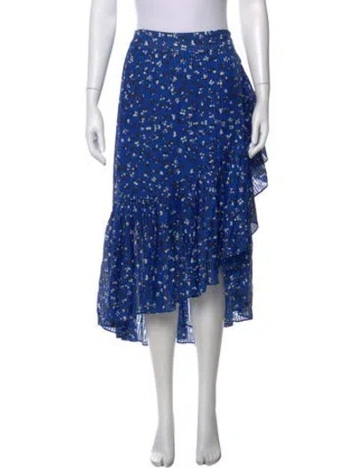 Pre-owned Ulla Johnson Floral Print Midi Length Skirt In Blue