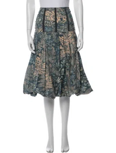 Pre-owned Ulla Johnson Floral Print Midi Length Skirt In Blue