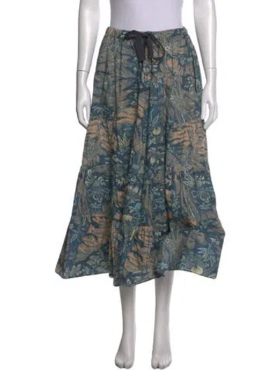Pre-owned Ulla Johnson Floral Print Midi Length Skirt In Blue