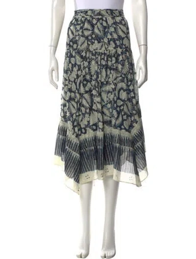 Pre-owned Ulla Johnson Floral Print Midi Length Skirt In Blue