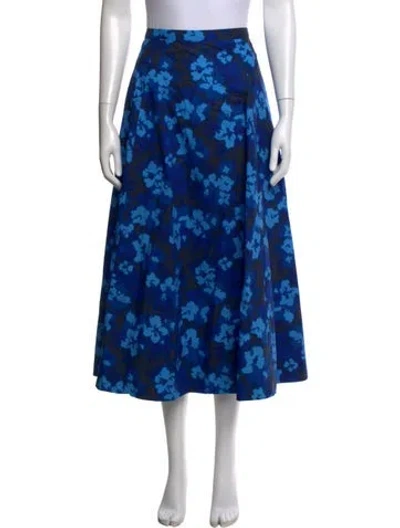 Pre-owned Ulla Johnson Floral Print Midi Length Skirt In Blue