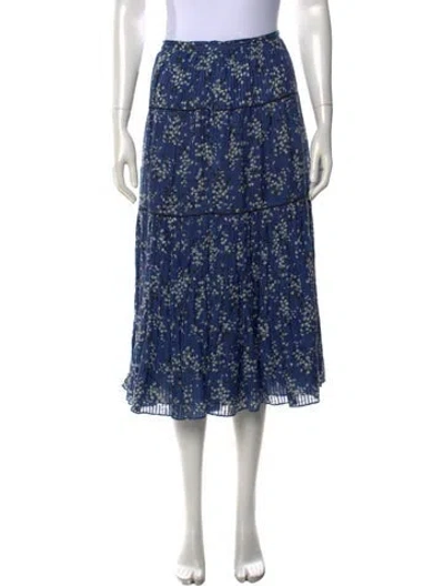 Pre-owned Ulla Johnson Floral Print Midi Length Skirt In Blue