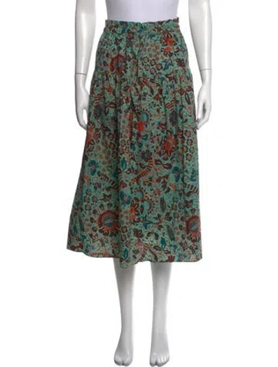 Pre-owned Ulla Johnson Floral Print Midi Length Skirt In Blue
