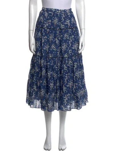 Pre-owned Ulla Johnson Floral Print Midi Length Skirt In Blue