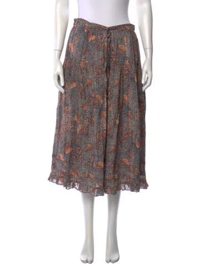 Pre-owned Ulla Johnson Floral Print Midi Length Skirt In Blue/neutrals