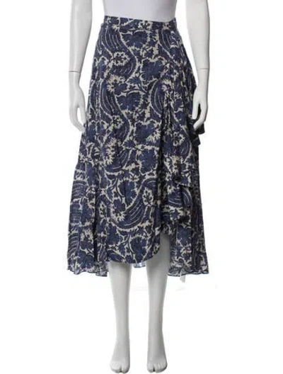 Pre-owned Ulla Johnson Floral Print Midi Length Skirt In Blue/white