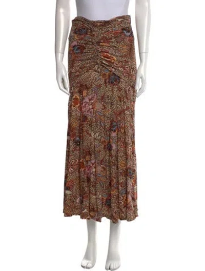 Pre-owned Ulla Johnson Floral Print Midi Length Skirt In Brown
