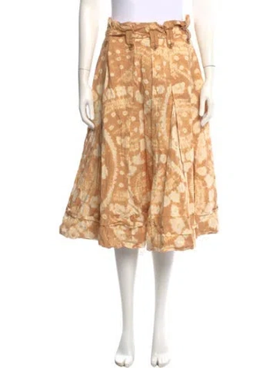 Pre-owned Ulla Johnson Floral Print Midi Length Skirt In Brown
