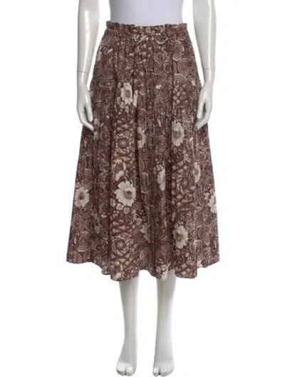 Pre-owned Ulla Johnson Floral Print Midi Length Skirt In Brown