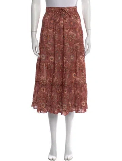 Pre-owned Ulla Johnson Floral Print Midi Length Skirt In Burgundy