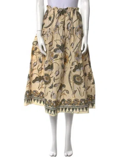 Pre-owned Ulla Johnson Floral Print Midi Length Skirt In Green