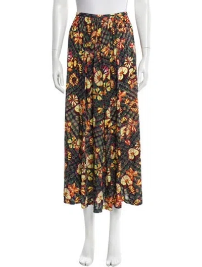 Pre-owned Ulla Johnson Floral Print Midi Length Skirt In Green