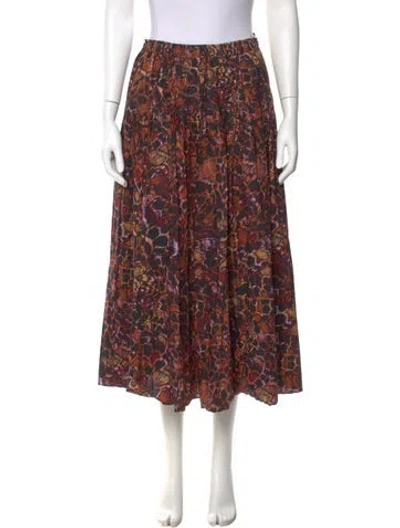 Pre-owned Ulla Johnson Floral Print Midi Length Skirt In Green