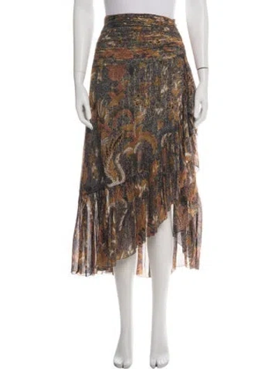 Pre-owned Ulla Johnson Floral Print Midi Length Skirt In Green