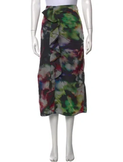 Pre-owned Ulla Johnson Floral Print Midi Length Skirt In Green