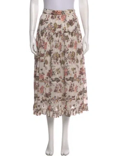 Pre-owned Ulla Johnson Floral Print Midi Length Skirt In Multi