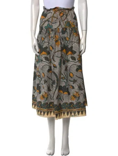 Pre-owned Ulla Johnson Floral Print Midi Length Skirt In Multi