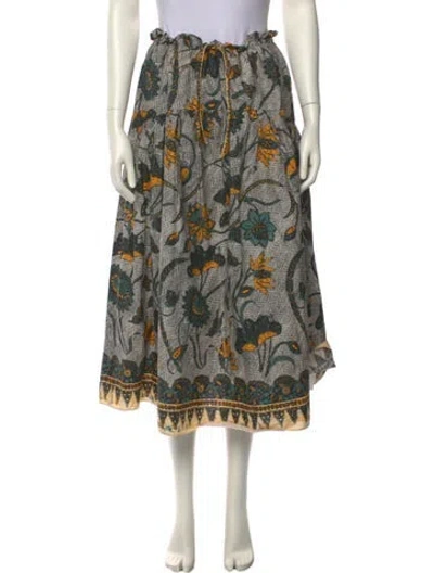 Pre-owned Ulla Johnson Floral Print Midi Length Skirt In Multi