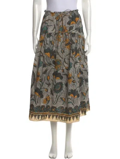 Pre-owned Ulla Johnson Floral Print Midi Length Skirt In Multi