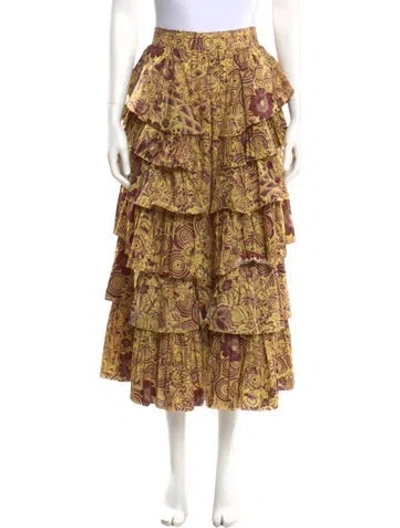 Pre-owned Ulla Johnson Floral Print Midi Length Skirt In Multi
