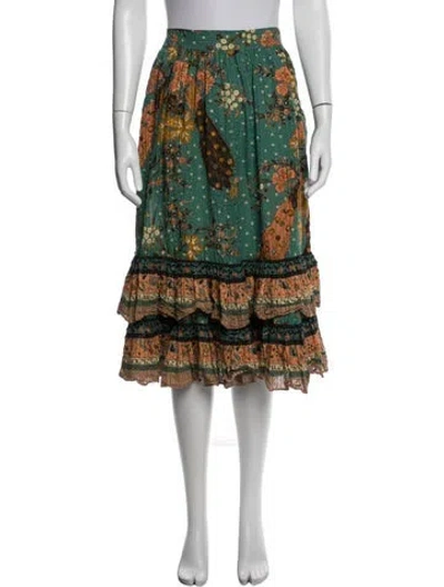 Pre-owned Ulla Johnson Floral Print Midi Length Skirt In Multi