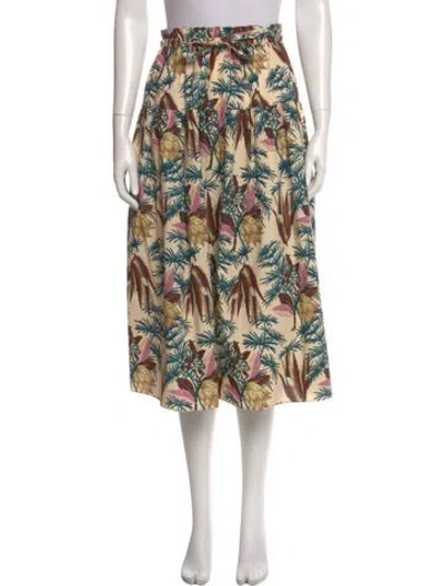 Pre-owned Ulla Johnson Floral Print Midi Length Skirt In Neutral