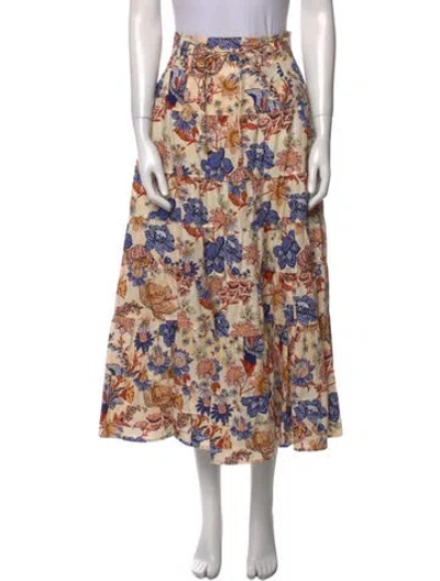 Pre-owned Ulla Johnson Floral Print Midi Length Skirt In Neutral