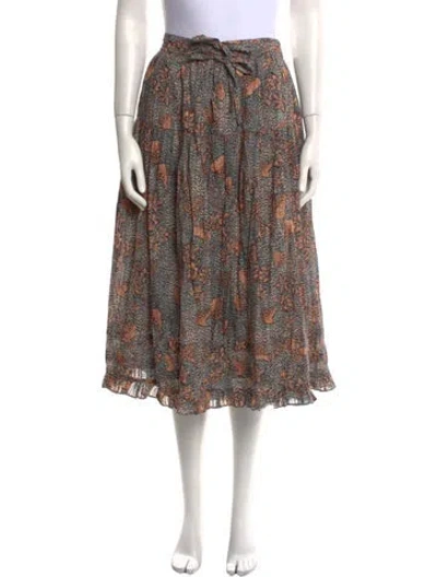 Pre-owned Ulla Johnson Floral Print Midi Length Skirt In Neutral