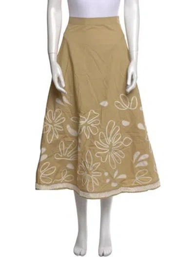 Pre-owned Ulla Johnson Floral Print Midi Length Skirt In Neutral