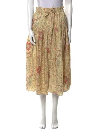 Pre-owned Ulla Johnson Floral Print Midi Length Skirt In Neutral