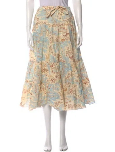 Pre-owned Ulla Johnson Floral Print Midi Length Skirt In Neutral