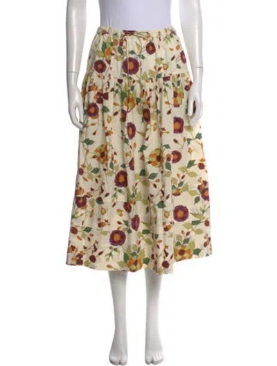 Pre-owned Ulla Johnson Floral Print Midi Length Skirt In Neutral