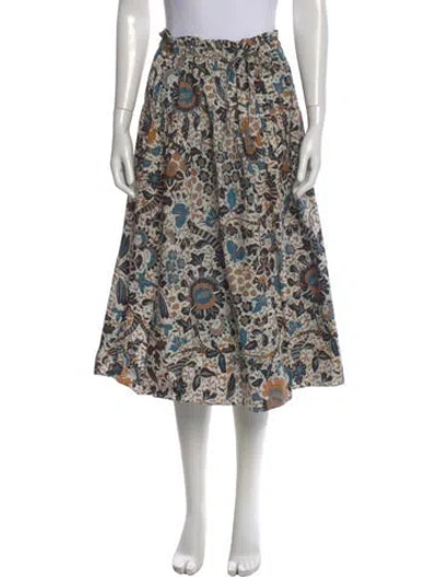 Pre-owned Ulla Johnson Floral Print Midi Length Skirt In Neutral