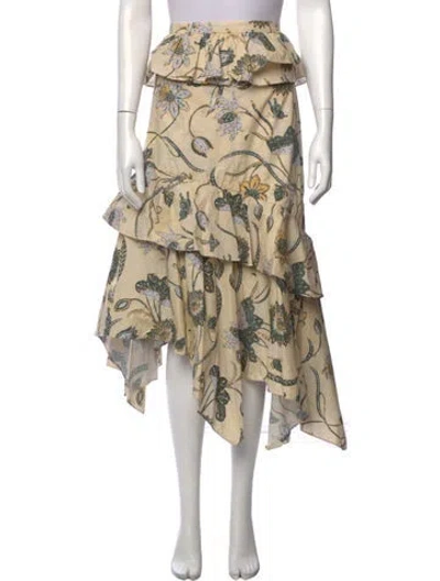 Pre-owned Ulla Johnson Floral Print Midi Length Skirt In Neutral