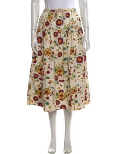 Pre-owned Ulla Johnson Floral Print Midi Length Skirt In Neutral