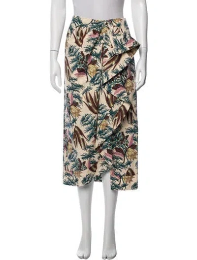 Pre-owned Ulla Johnson Floral Print Midi Length Skirt In Neutral