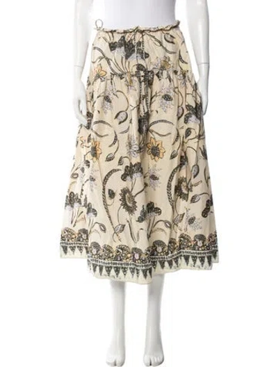 Pre-owned Ulla Johnson Floral Print Midi Length Skirt In Neutral