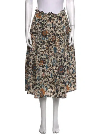 Pre-owned Ulla Johnson Floral Print Midi Length Skirt In Neutral