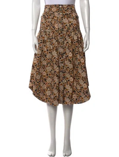 Pre-owned Ulla Johnson Floral Print Midi Length Skirt In Neutral